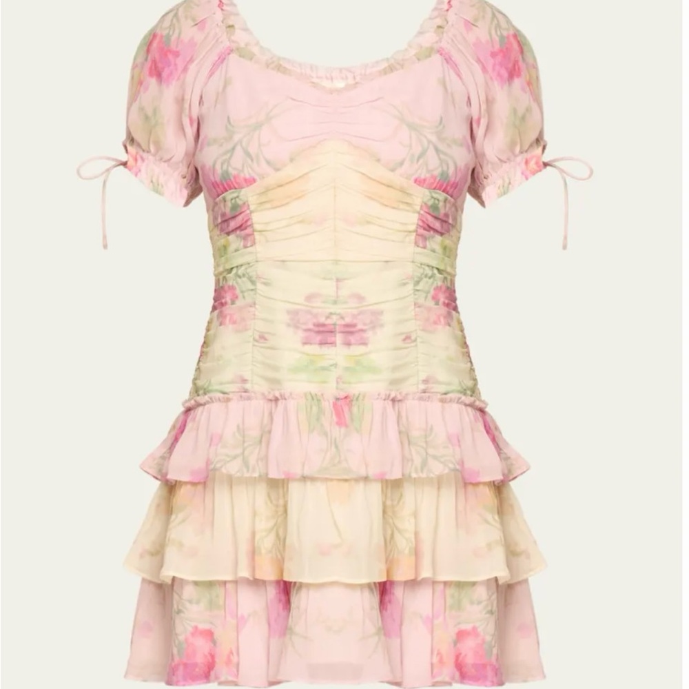 LoveShackFancy Pastel Floral Mini Dress